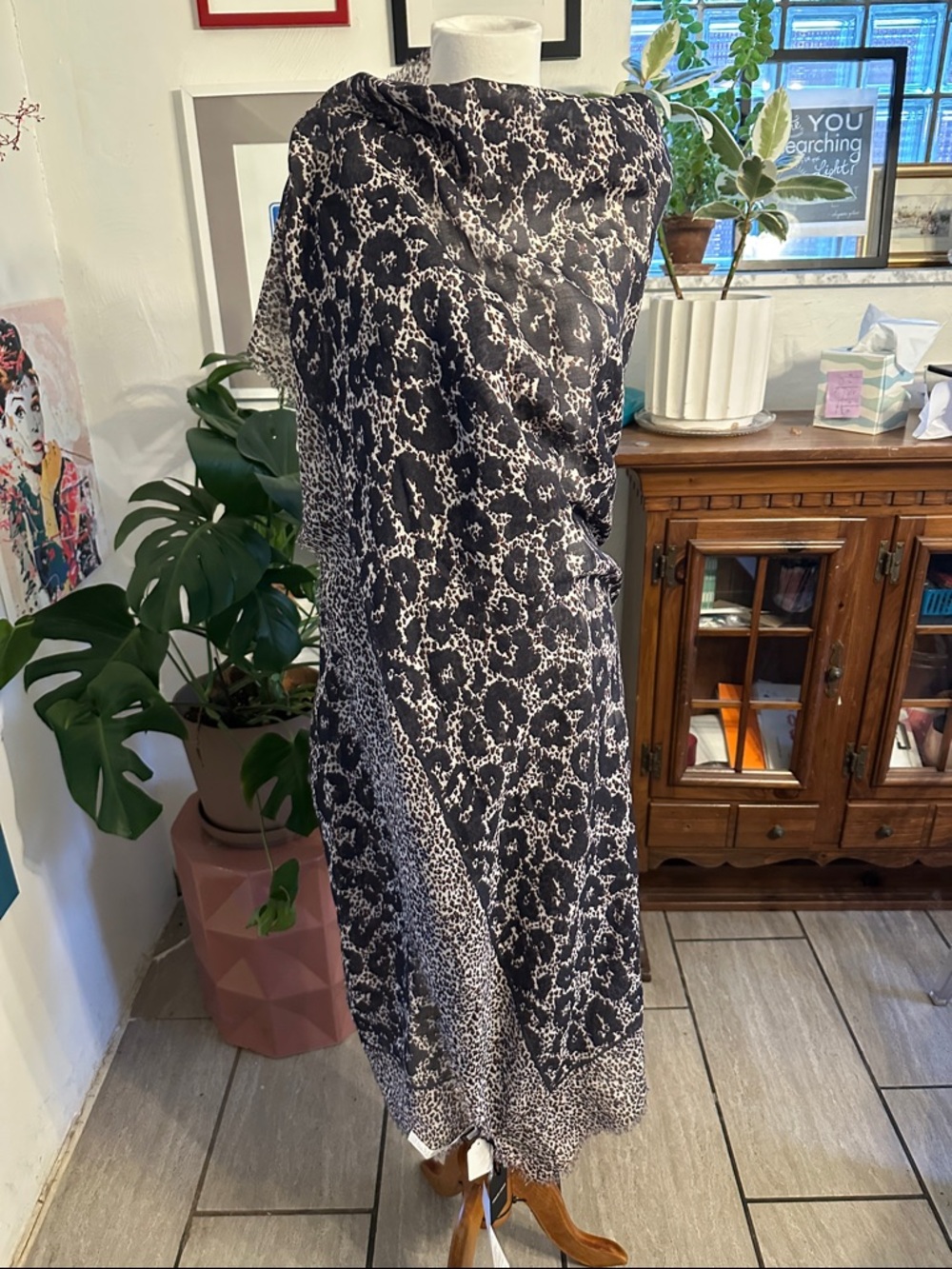 Roberto Cavalli animal print snow leopard light wrap NWT